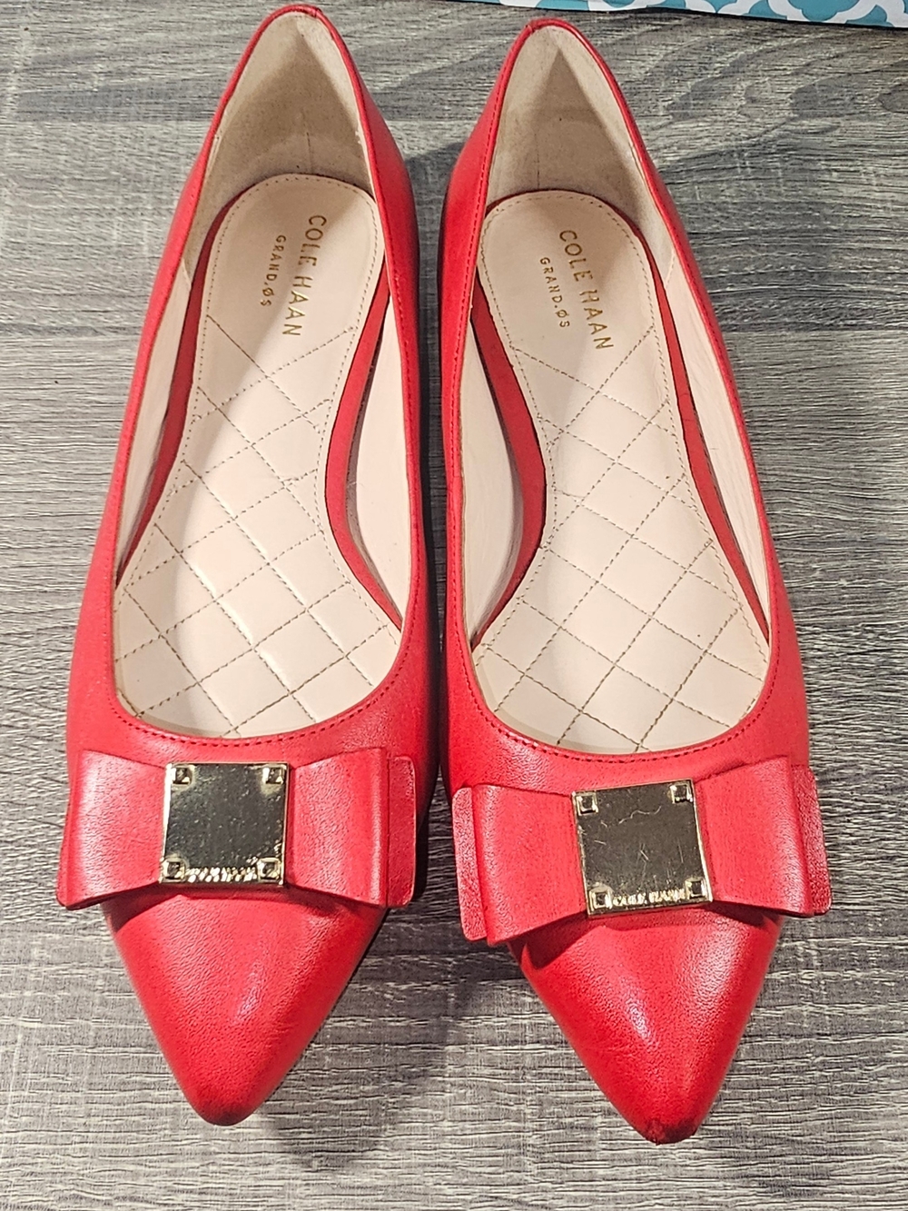 Cole Haan Women's Red Pointed Toe Bow Flats Size 6.5B NO BOX!